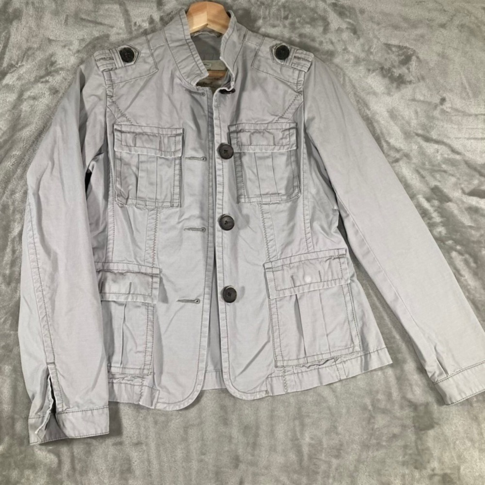 Eddie Bauer Womens S Gray Cotton Ripstop Military Field Utility Jacket Small